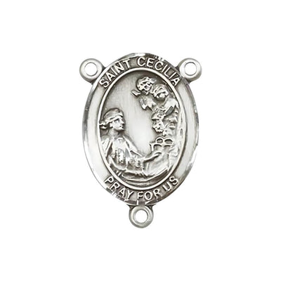St Cecilia Engravable Center Rosary Part, pewter / sterling silver / gold-filled, Bliss Manufacturing