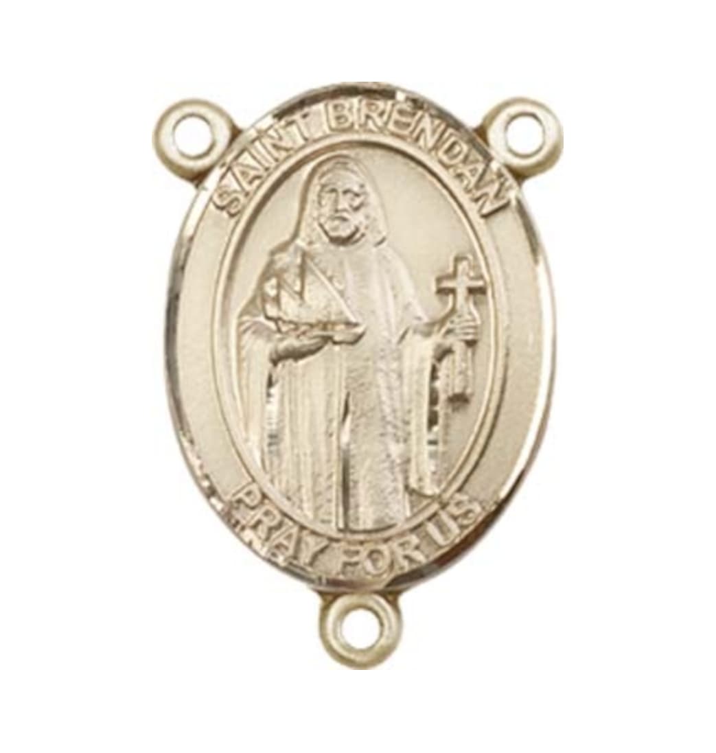 Bliss Gold St Brendan the Navigator Engravable Center Rosary Part,