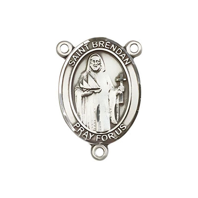 St. Brendan the Navigator Engravable Rosary Centerpiece in Sterling Silver, Bliss Manufacturing