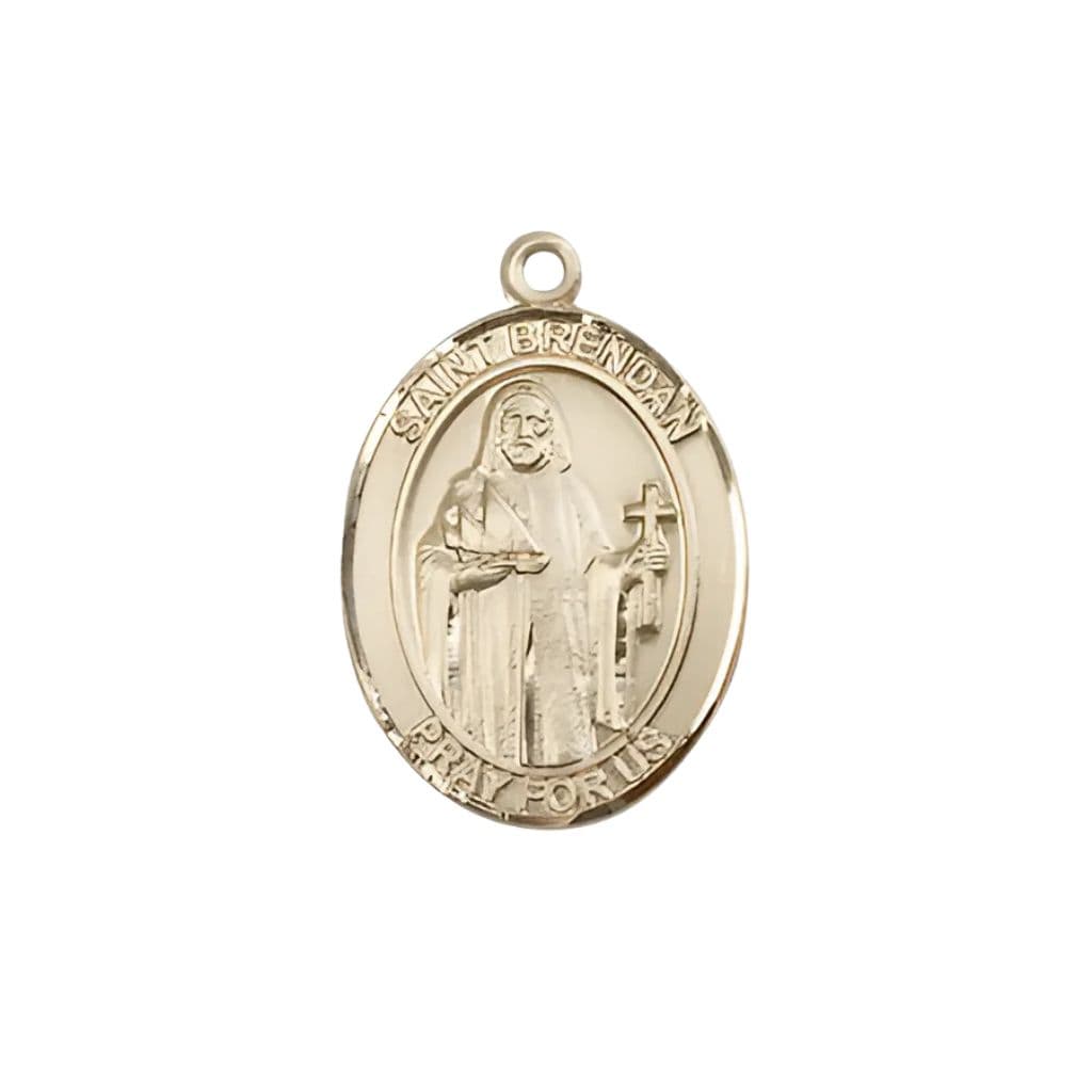Bliss St. Brendan 14kt Gold Oval Medal, 3/4-inch, USA Made,