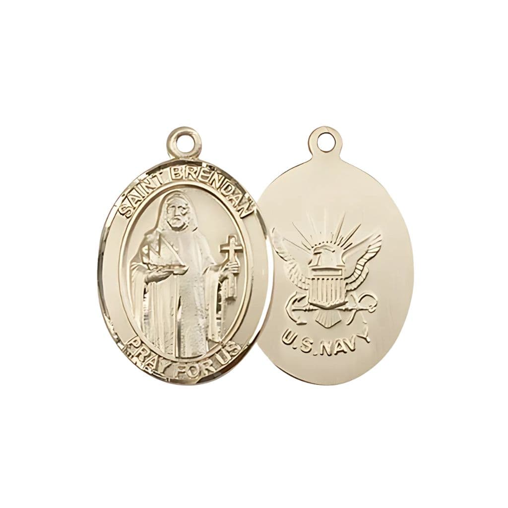 St. Brendan 14kt Gold Oval Medal, 3/4-inch, Made in USA by Bliss,