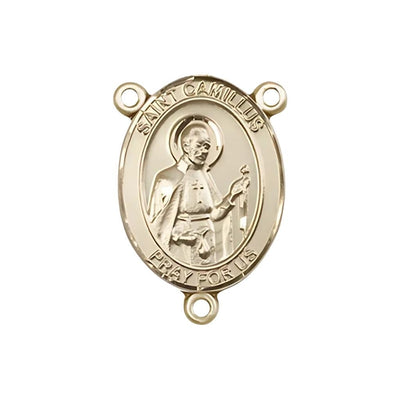 St Camillus of Lellis Engravable Gold Center Rosary Part, Bliss Manufacturing