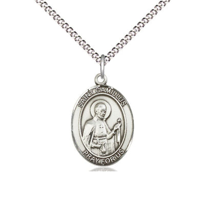 St Camillus of Lellis Medal Necklace, sterling silver, Bliss Manufacturing