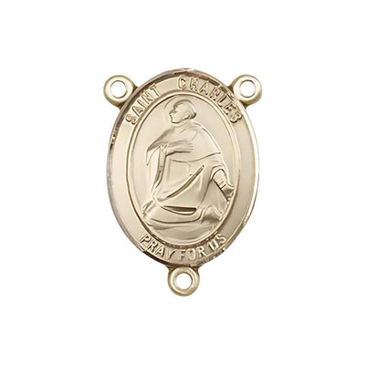 St Charles Borromeo Engravable Gold Center Rosary Part, Bliss Manufacturing