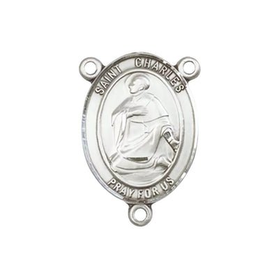 St Charles Borromeo Engravable Center Rosary Part, pewter / sterling silver / gold-filled, Bliss Manufacturing