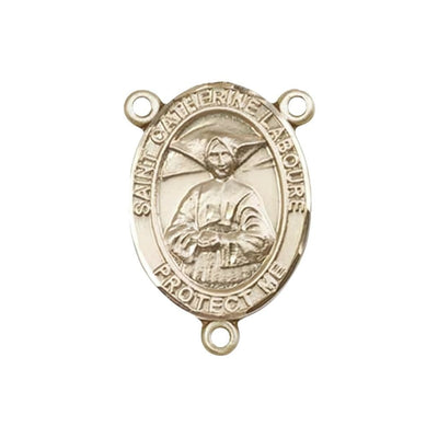 St Catherine Laboure Engravable Gold Center Rosary Part, Bliss Manufacturing