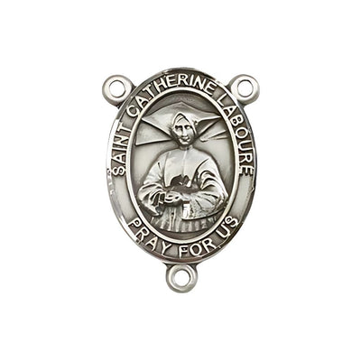 St Catherine Laboure Engravable Center Rosary Part, pewter / sterling silver / gold-filled, Bliss Manufacturing