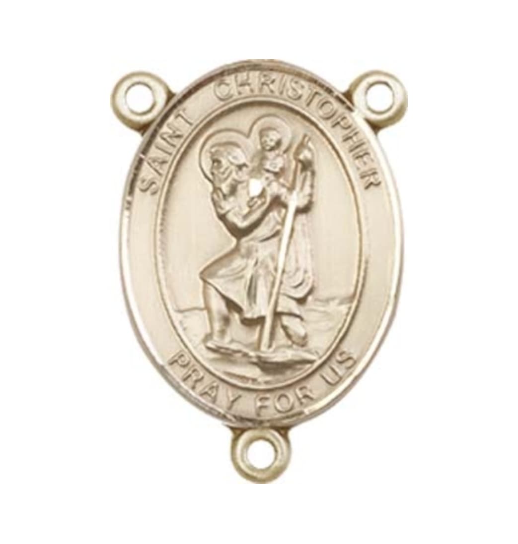 Bliss St Christopher Engravable Gold Center Rosary Part,