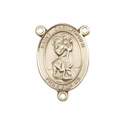 St Christopher Engravable Gold Center Rosary Part, Bliss Manufacturing