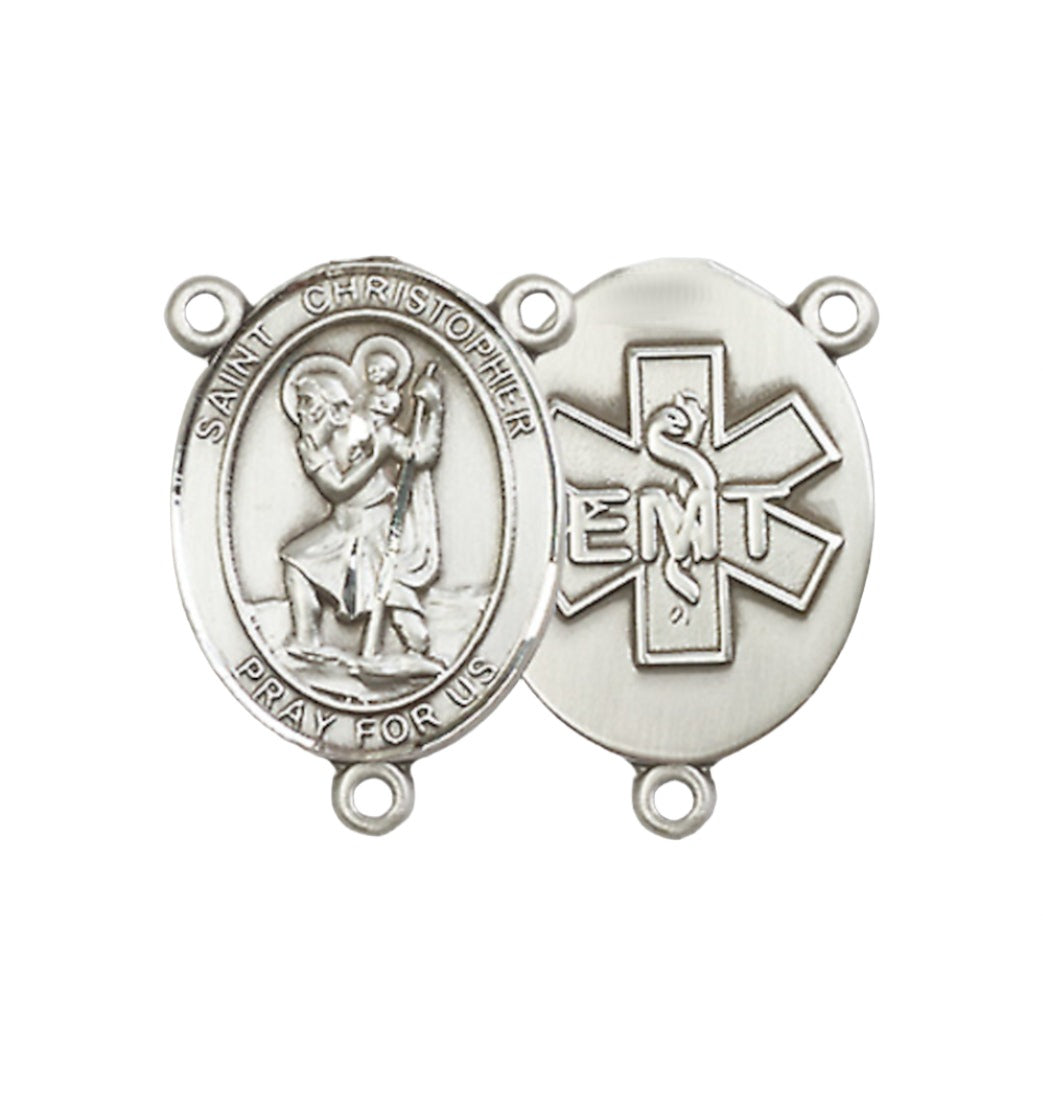 Bliss Manufacturing EMT Saint Christopher Pewter Center Rosary Part