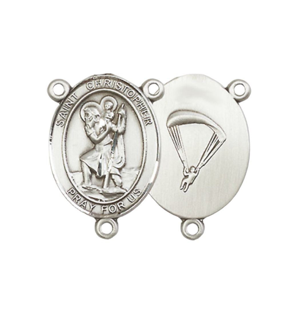 Bliss Manufacturing Paratrooper Saint Christopher Pewter Center Rosary Part