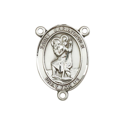 St Christopher Engravable Center Rosary Part, pewter / sterling silver / gold-filled, Bliss Manufacturing