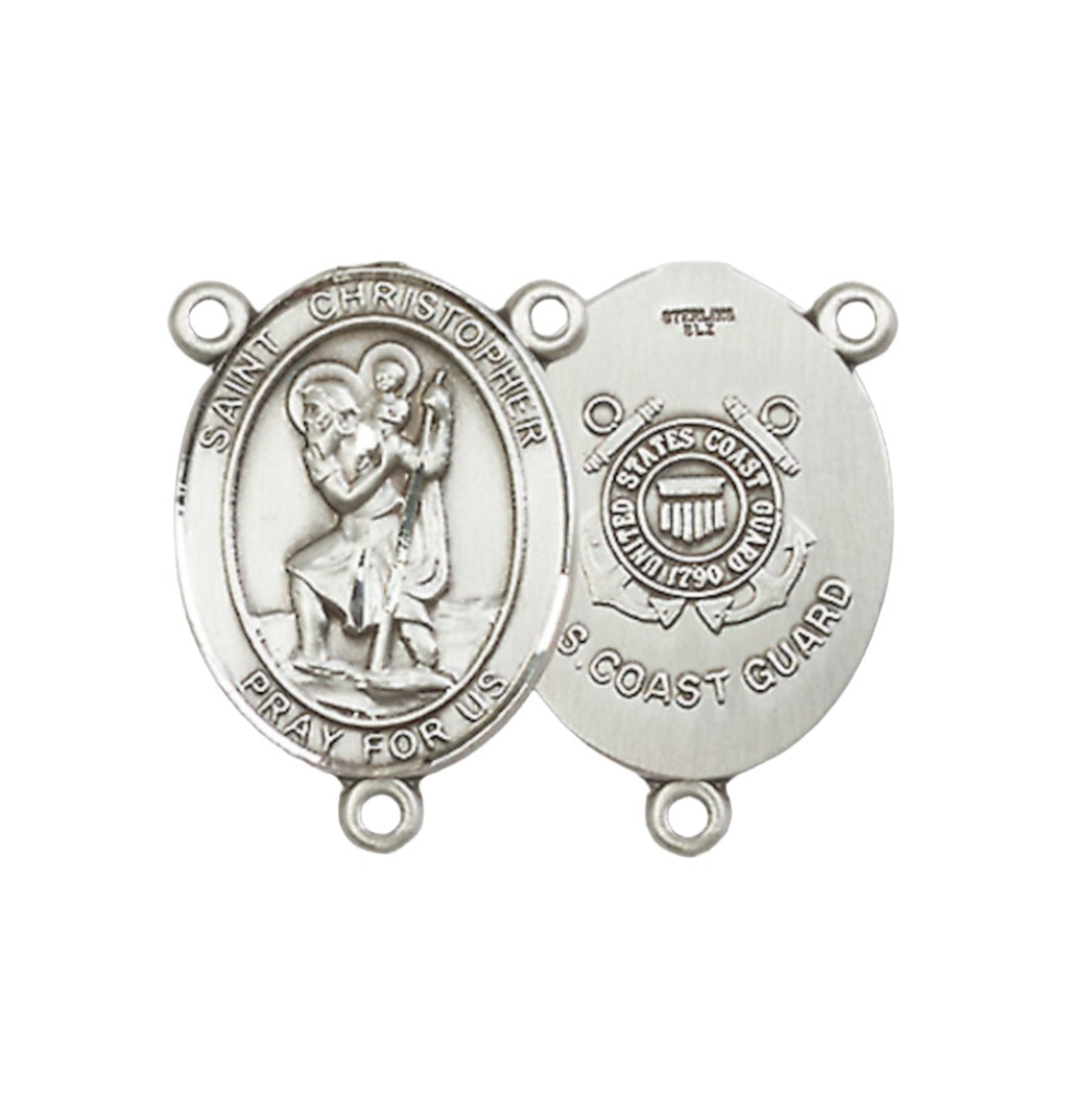 Sterling Silver Coast Guard Saint Christopher Center Rosary Part