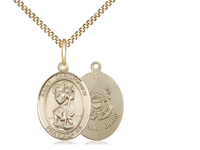 St. Christopher Coast Guard Catholic Patron Saint Medal, gold-filled, Bliss Manufacturing