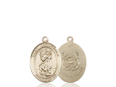 St. Christopher Coast Guard Catholic Patron Saint Medal, 14kt gold, Bliss Manufacturing