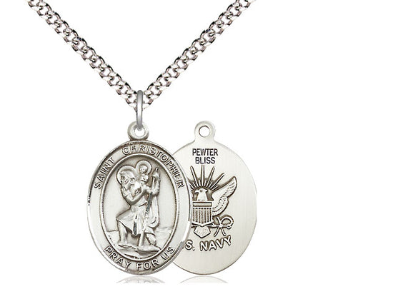 Bliss St Christopher Navy Catholic Patron Saint Oval Medal