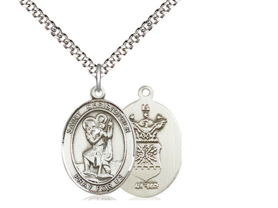 St. Christopher & Air Force Catholic Patron Saint Medal, pewter / sterling silver / gold-filled (view 8), Bliss Manufacturing