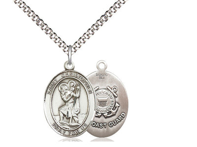 St. Christopher Coast Guard Catholic Patron Saint Medal, sterling silver, Bliss Manufacturing