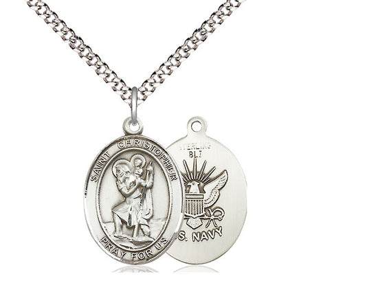 Bliss St Christopher Navy Catholic Patron Saint Oval Medal