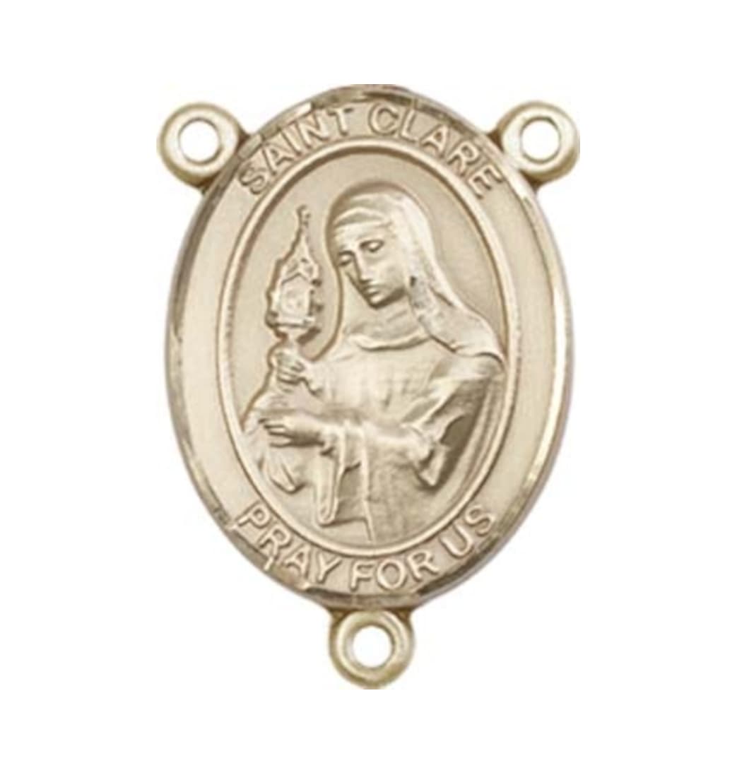 Bliss St Clare of Assisi Engravable Gold Center Rosary Part,