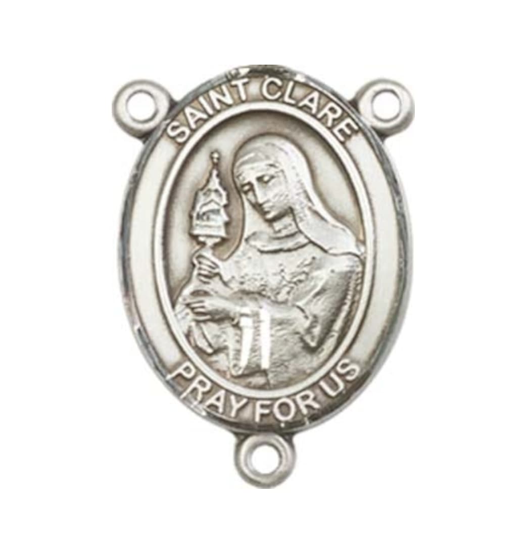 Bliss St Clare of Assisi Engravable Center Rosary Part,