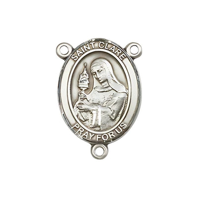 St Clare of Assisi Engravable Center Rosary Part, pewter / sterling silver / gold-filled, Bliss Manufacturing