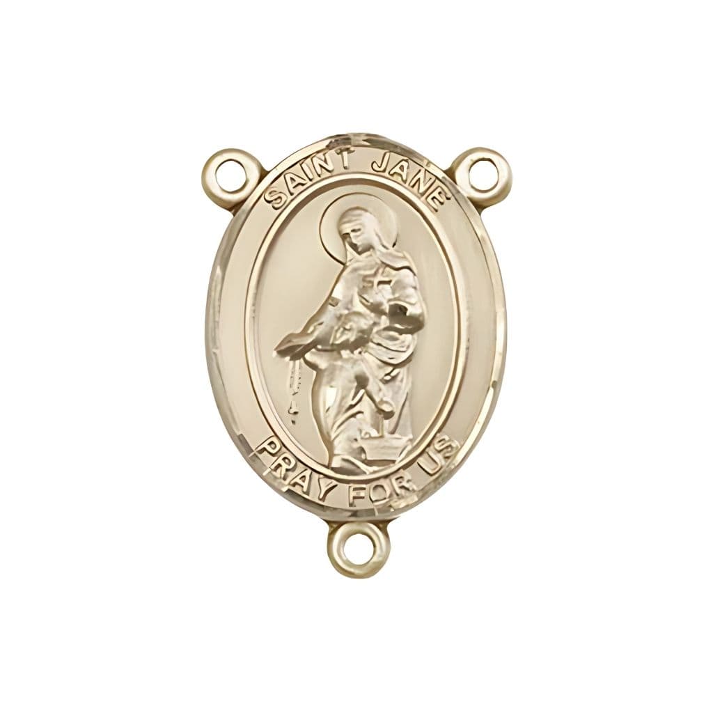 Bliss St. Jane of Valois Engravable Rosary Centerpiece in Gold