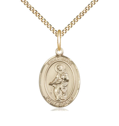St Jane of Valois Gold Filled Oval Medium Medal Necklace with Plated Chain, Bliss Manufacturing