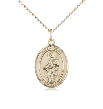 St Jane of Valois Gold Filled Oval Medium Medal Necklace with Gold-filled Chain, Bliss Manufacturing