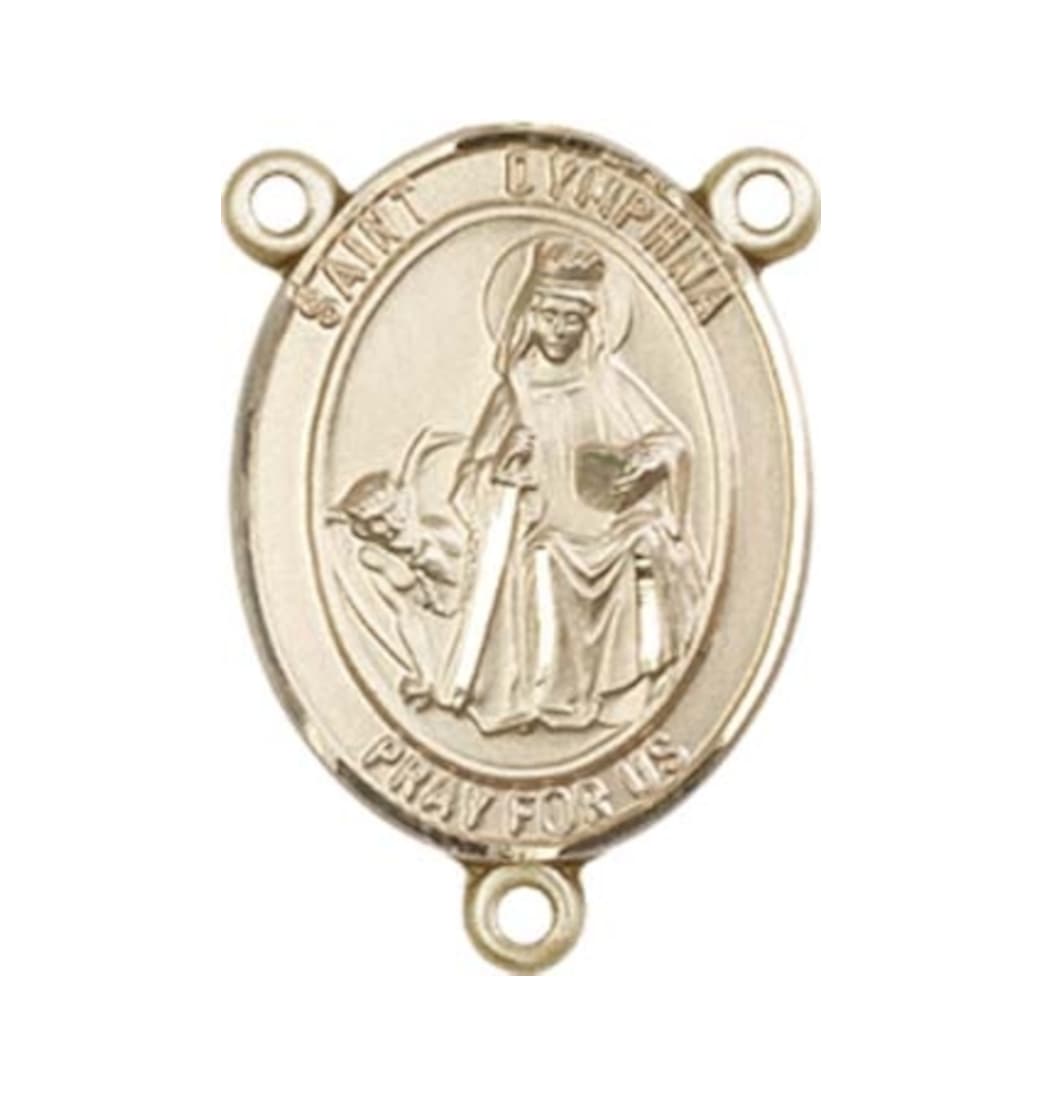 Bliss Gold St Dymphna Engravable Center Rosary Part,