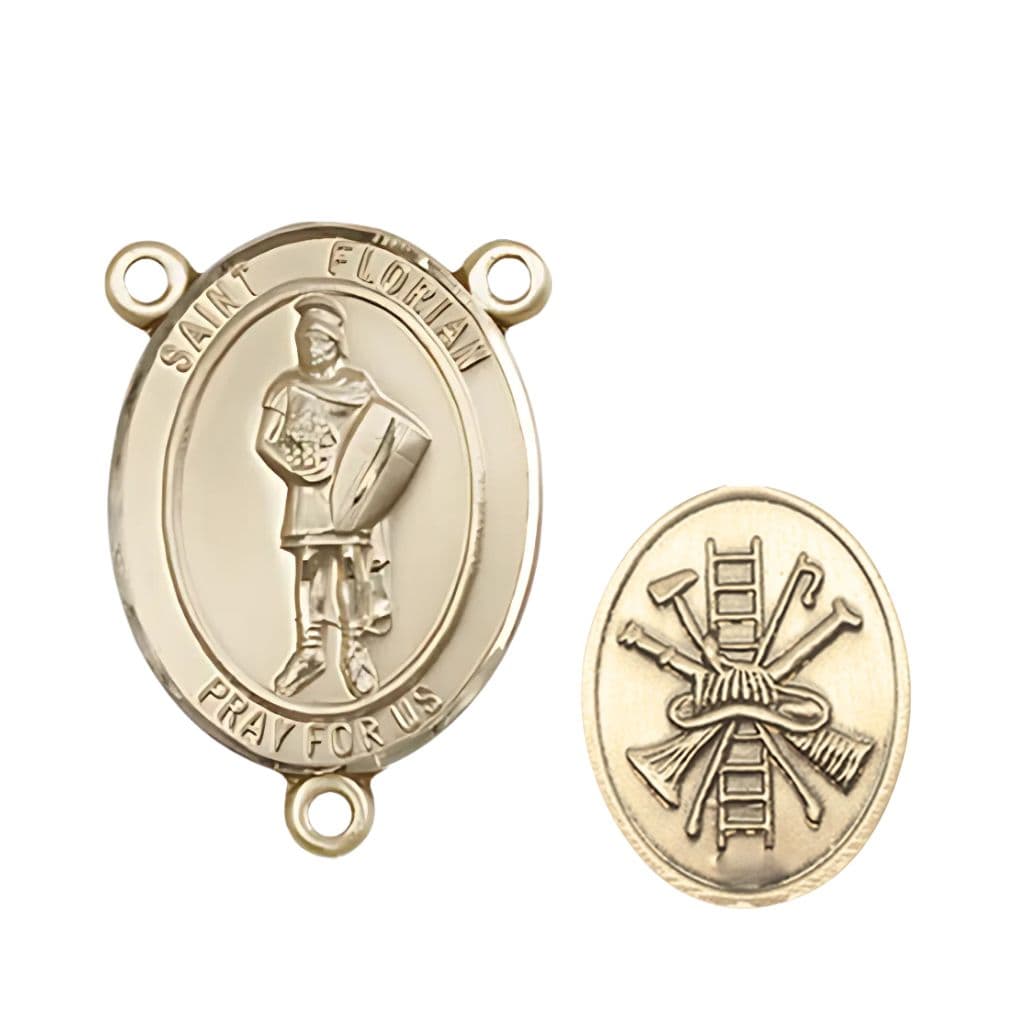 Fire Fighter St. Florian Engravable 14kt Gold-filled Center Rosary Part, 3/4-inch, Bliss USA,