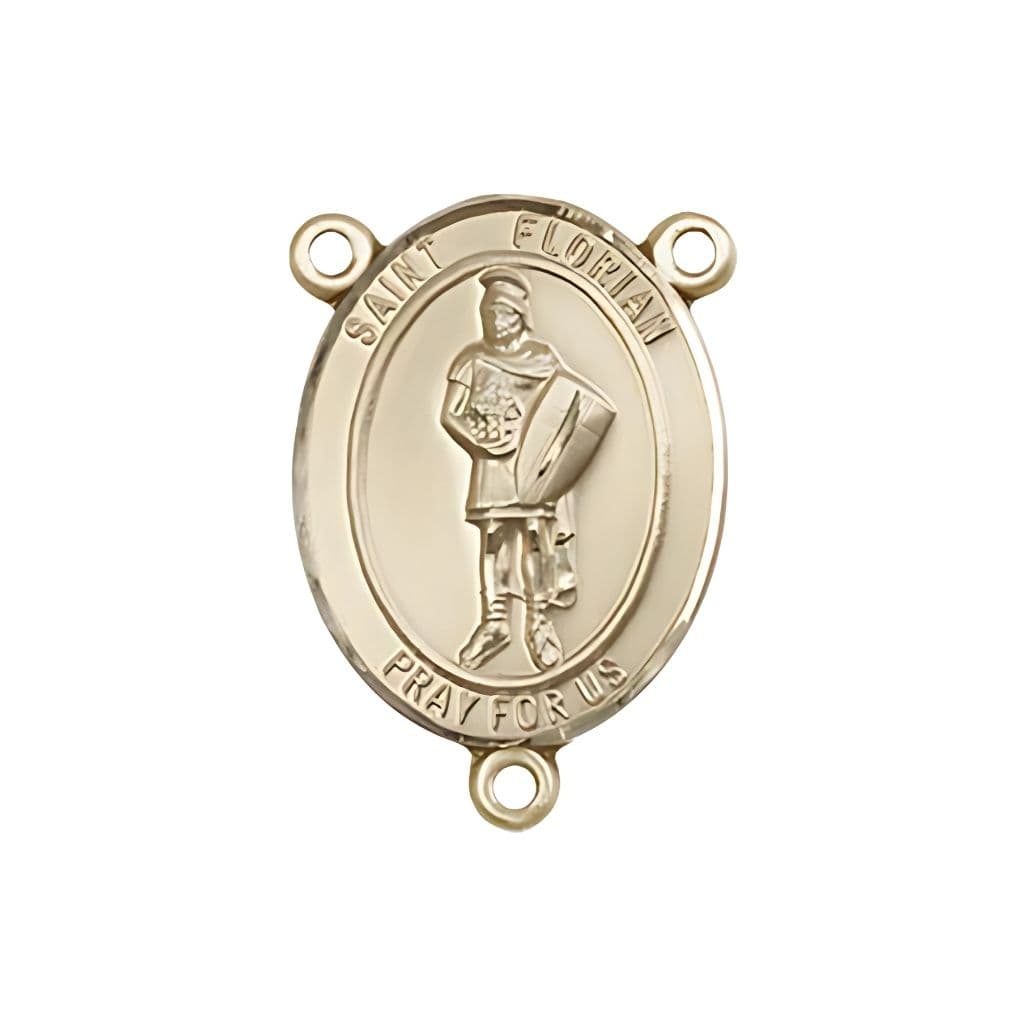 St. Florian Engravable 14kt Gold Center Rosary Part, 3/4-inch, Bliss USA,