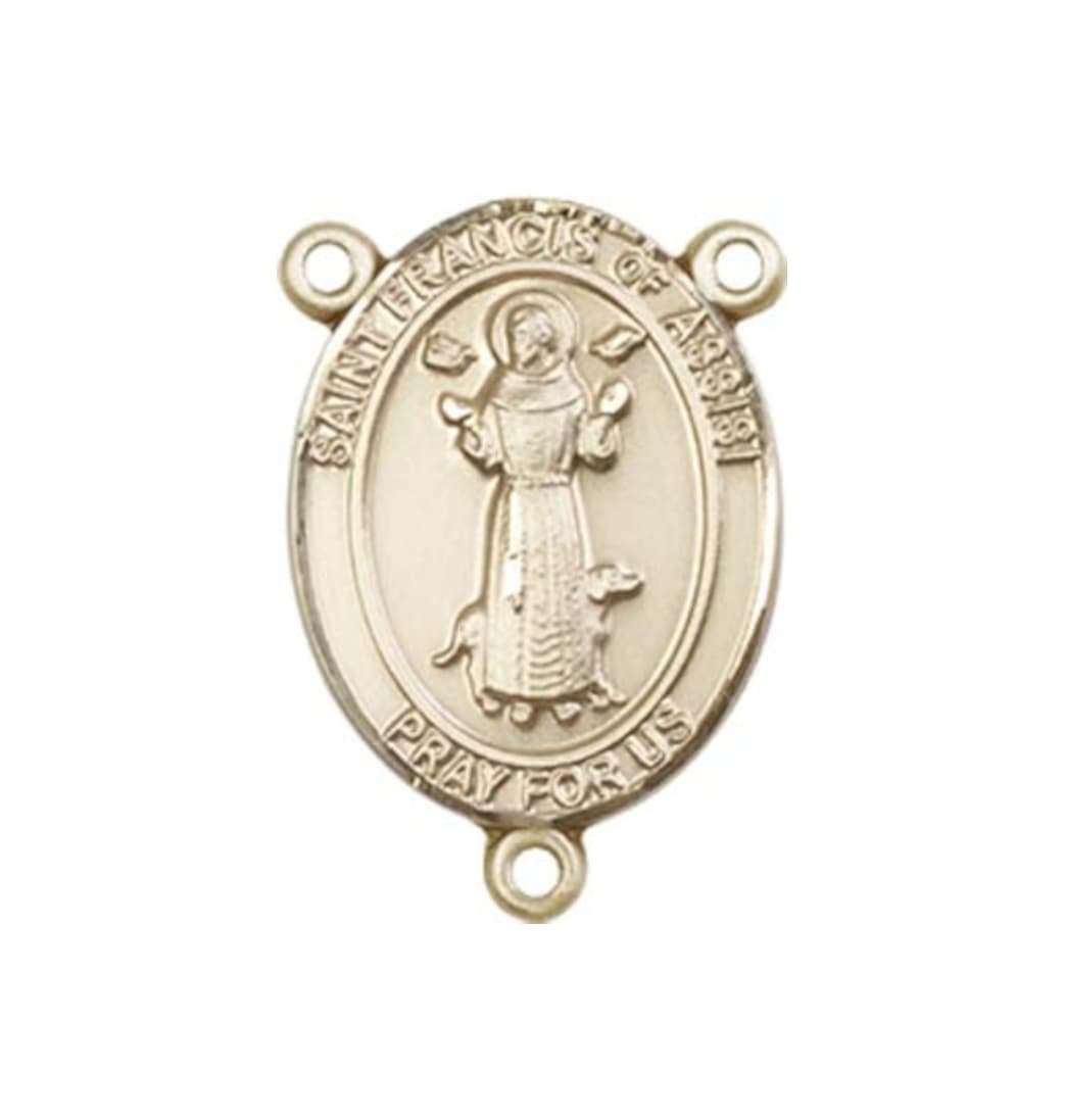 Bliss St Francis of Assisi Engravable Center Rosary Part in Gold,