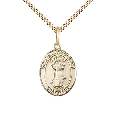 St. Francis of Assisi Gold-filled Oval Medal with Gold-plated Chain from, Measures Measures 3/4-inch tall by 1/2-inch wide, Bliss Manufacturing