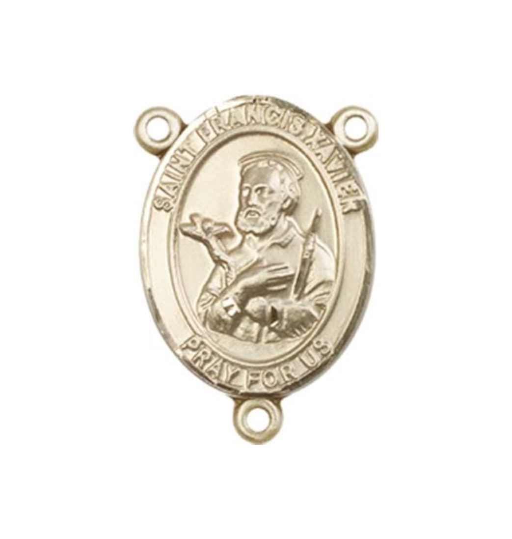 Bliss St Francis Xavier Engravable Center Rosary Gold Part,