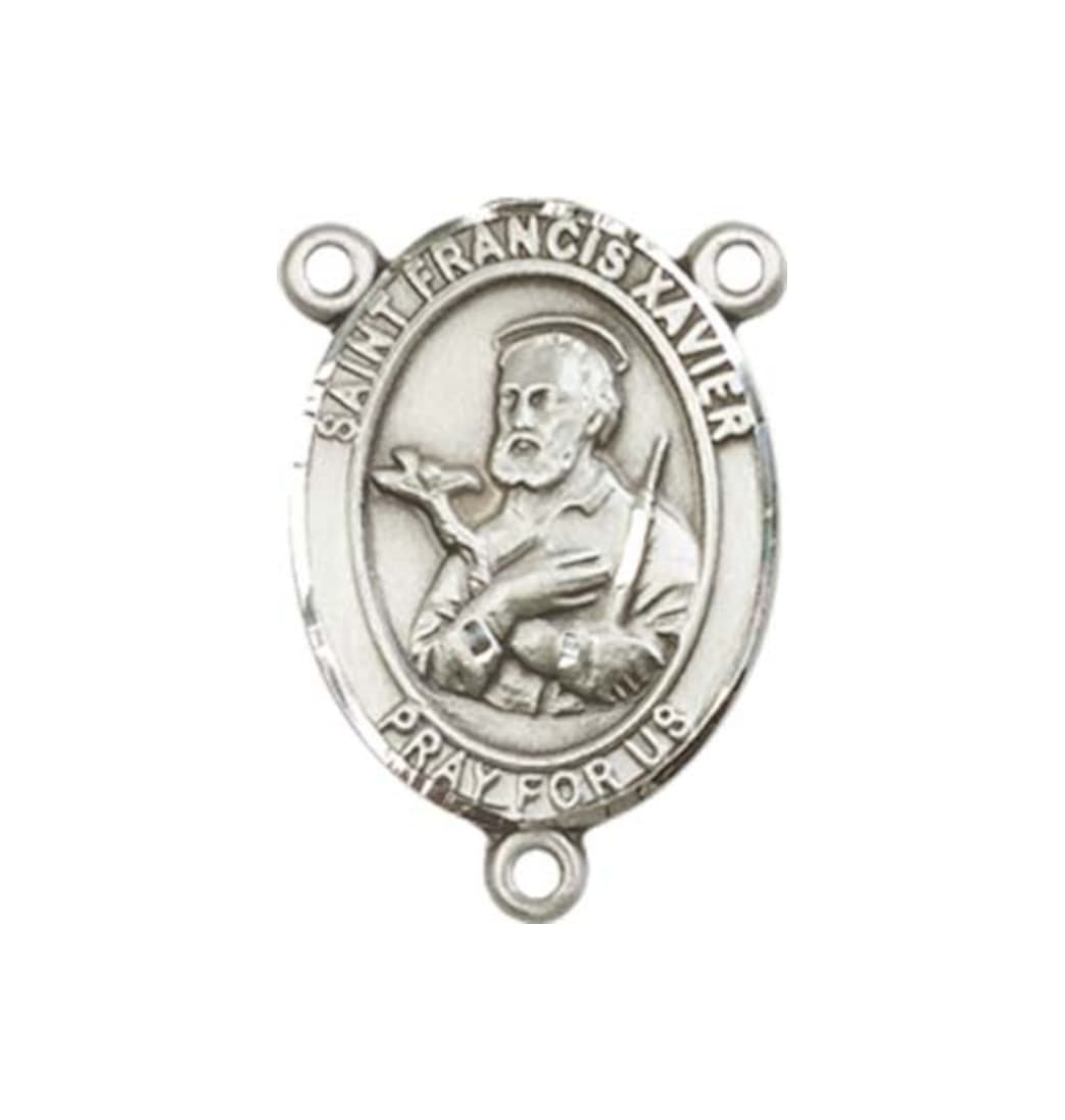 Bliss St Francis Xavier Engravable Center Rosary Silver Part,