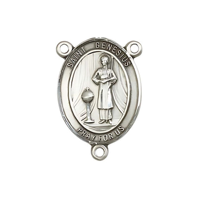 St. Genesius of Rome Engravable Center Rosary Silver Part, 3/4-inch, Bliss Manufacturing