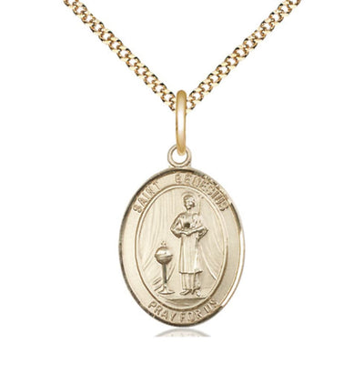 St Genesius of Rome Gold Filled Oval Medium Medal Necklace with Gold Plated Chain, Bliss Manufacturing