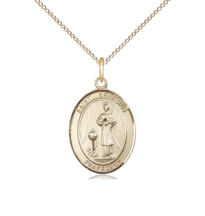 St Genesius of Rome Gold Filled Oval Medium Medal Necklace with Gold Filled Chain, Bliss Manufacturing