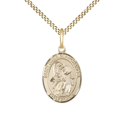 St. Gabriel the Archangel 14kt Gold-filled Oval Medal Pendant with Gold-plated Chain, Measures 3/4-inch tall by 1/2-inch wide, Bliss Manufacturing