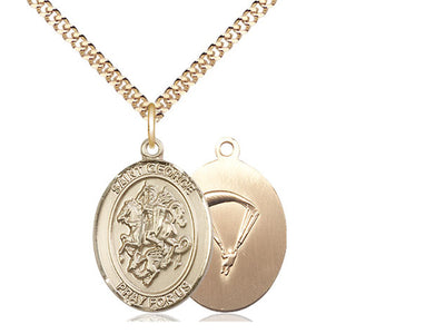 St George Paratrooper Catholic Patron Saint Medal, gold-filled, Bliss Manufacturing