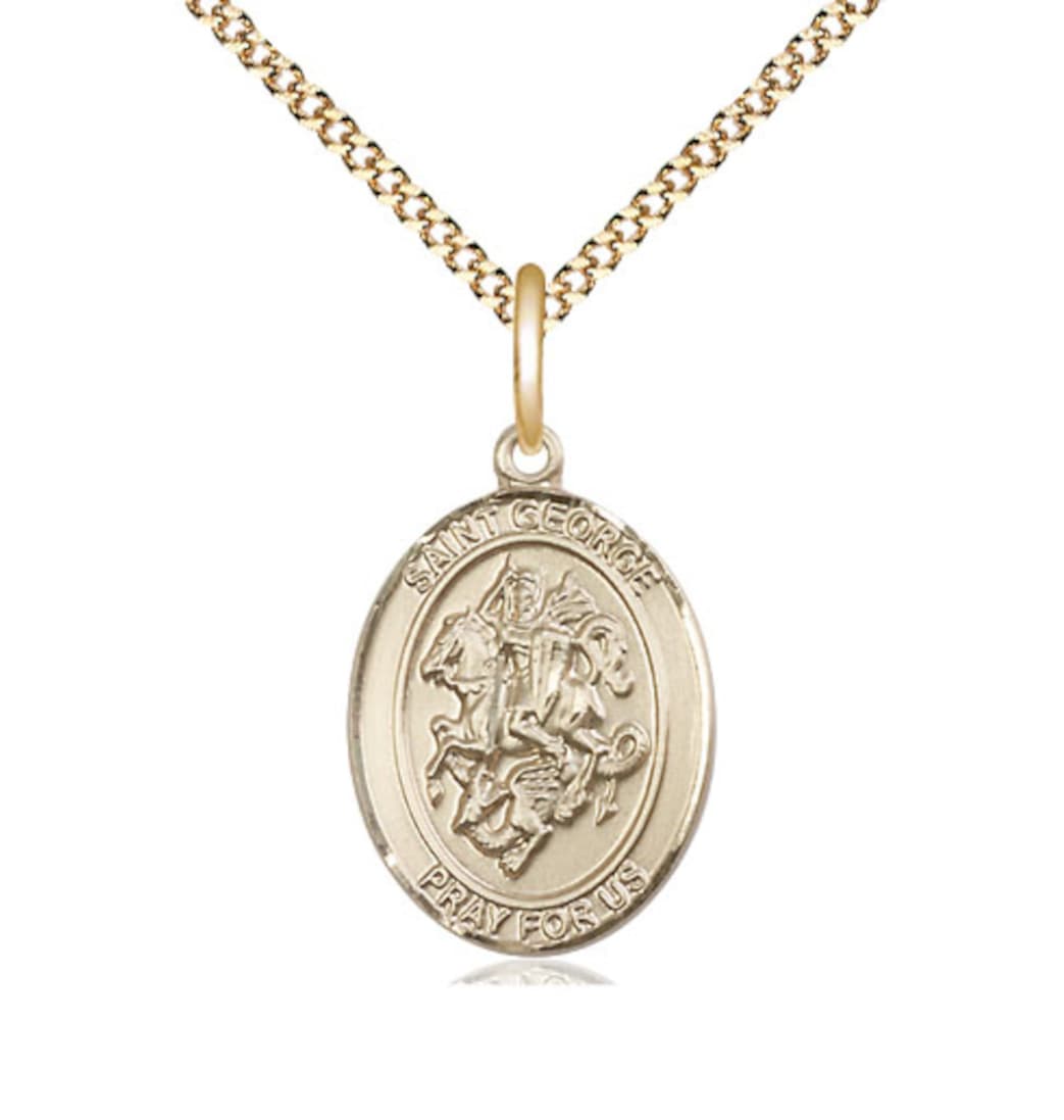 Bliss Medium St George Gold Filled Oval Medal Necklace with Plated Chain,