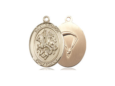 St George Paratrooper Catholic Patron Saint Medal, 14kt gold, Bliss Manufacturing