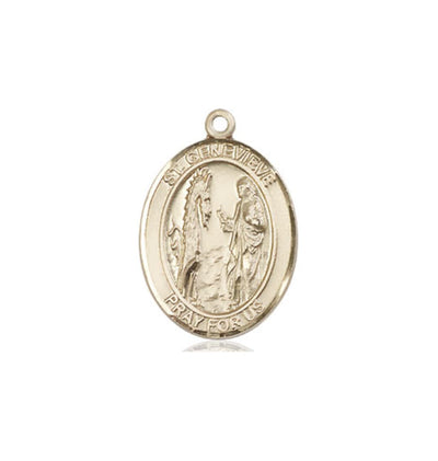 St Genevieve 14kt Gold Oval Medium Medal, Bliss Manufacturing