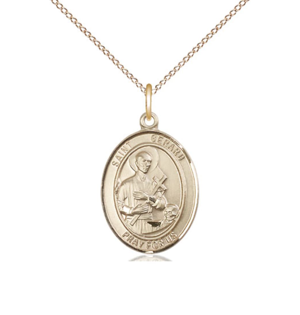 Bliss Manufacturing St Gerard Majella 14kt Gold Oval Medium Medal,