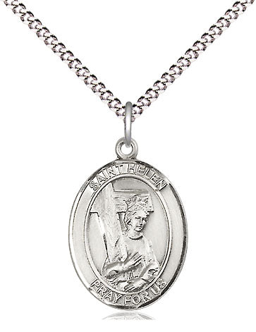 bliss manufacturing medium st helen pewter medal on a 18inch light rhodium-plated curb chain,