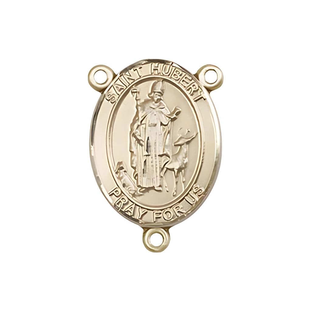 Bliss St. Hubert of Liege Engravable Rosary Centerpiece in Gold, 3/4-inch,