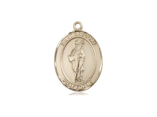 Medium Bliss St Gregory the Great 14kt Gold Oval Medal,