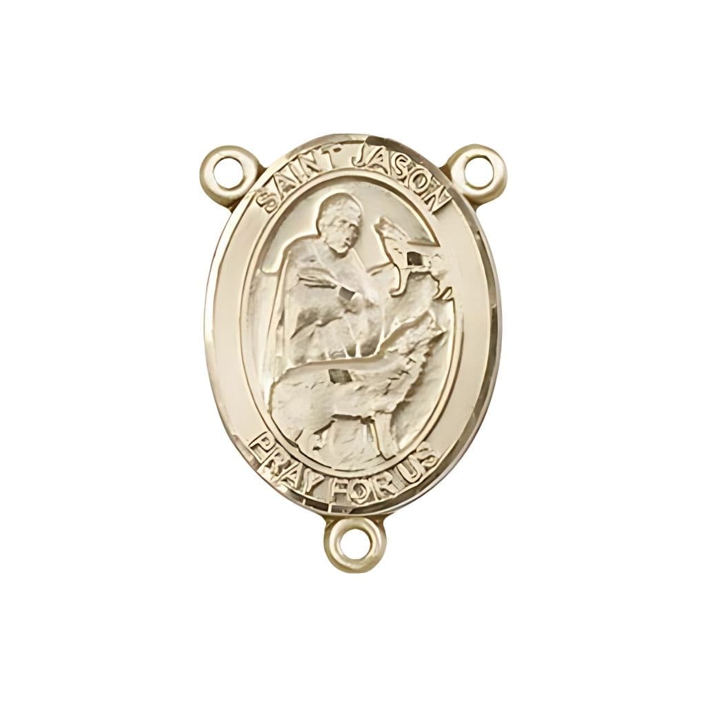 Bliss St. Jason Engravable Rosary Centerpiece in Gold, USA Made,