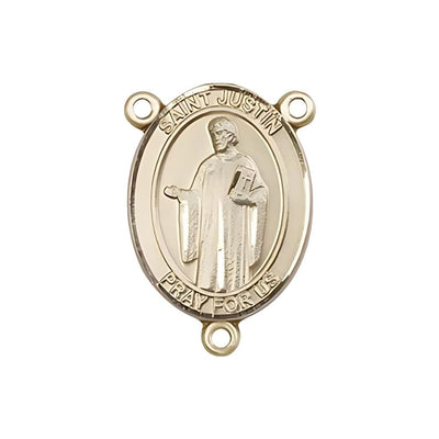 St. Justin Engravable Rosary Centerpiece in Gold, Made USA, Bliss Manufacturing